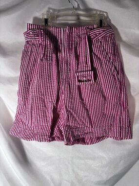 a new day Pink and White‎ Striped Flat Front Shorts with Self-Tie